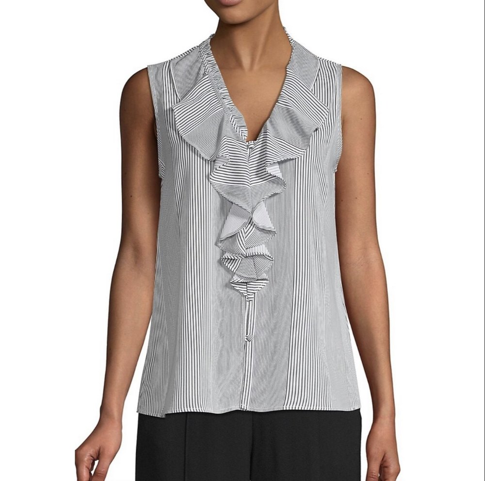 KARL LAGERFELD Striped Navy Blue Blouse